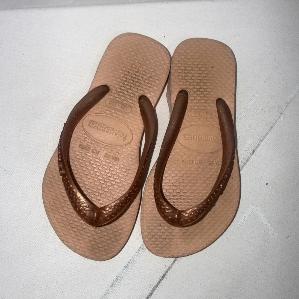 Havaianas Top Trend Pink Rose Shimmer  Flip Flop Sandals Kid's Toddler Size 9C